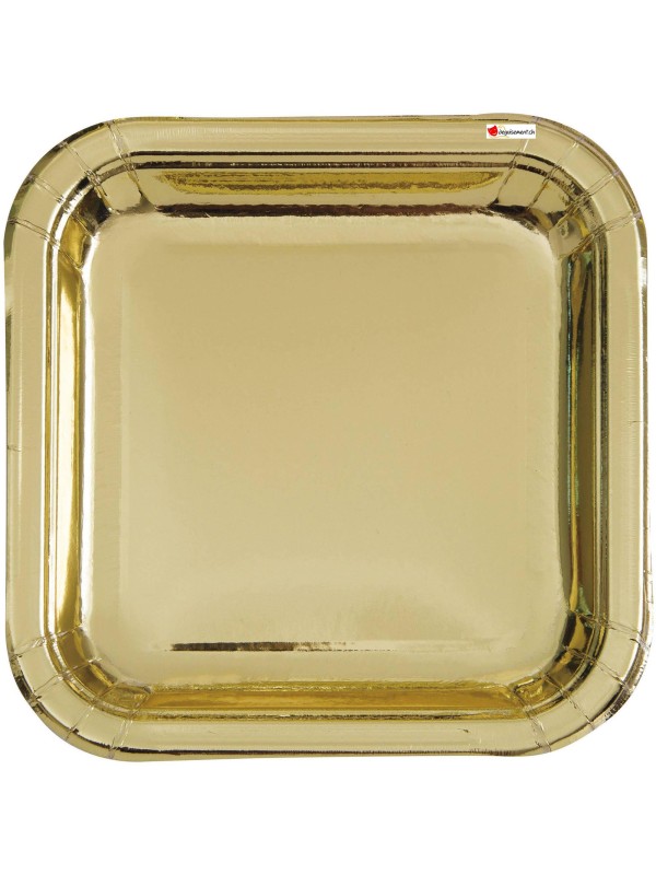 14 assiettes doré carré 22.2 cm