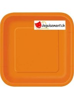 14 assiettes orange carré 22.2 cm