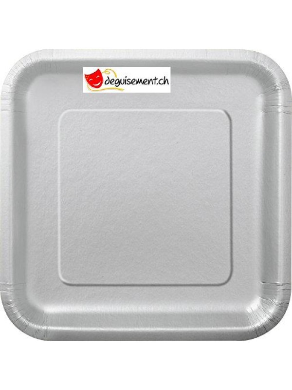Assiettes argenté carré - 14 pièces