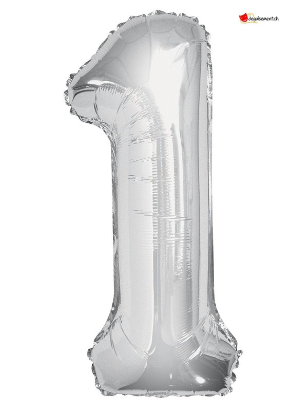 Aluminium foil balloon number 1 silver - 86cm