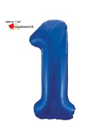 Ballon alu bleu chiffre 1 - 86 cm